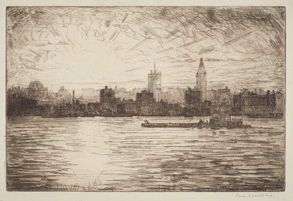 East River Sunset - Building the Empire  State Tower