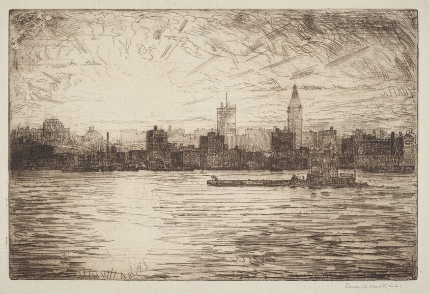 East River Sunset - Building the Empire  State Tower