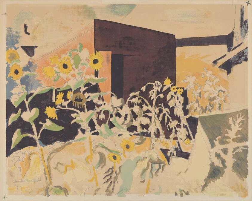 Sunflowers and Red Barn