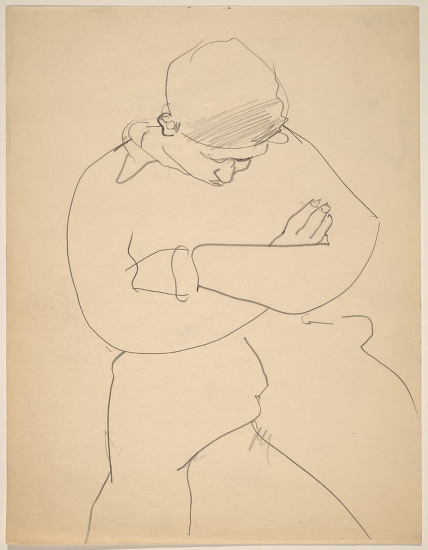 Seated Figure Looking Down, Arms Folded