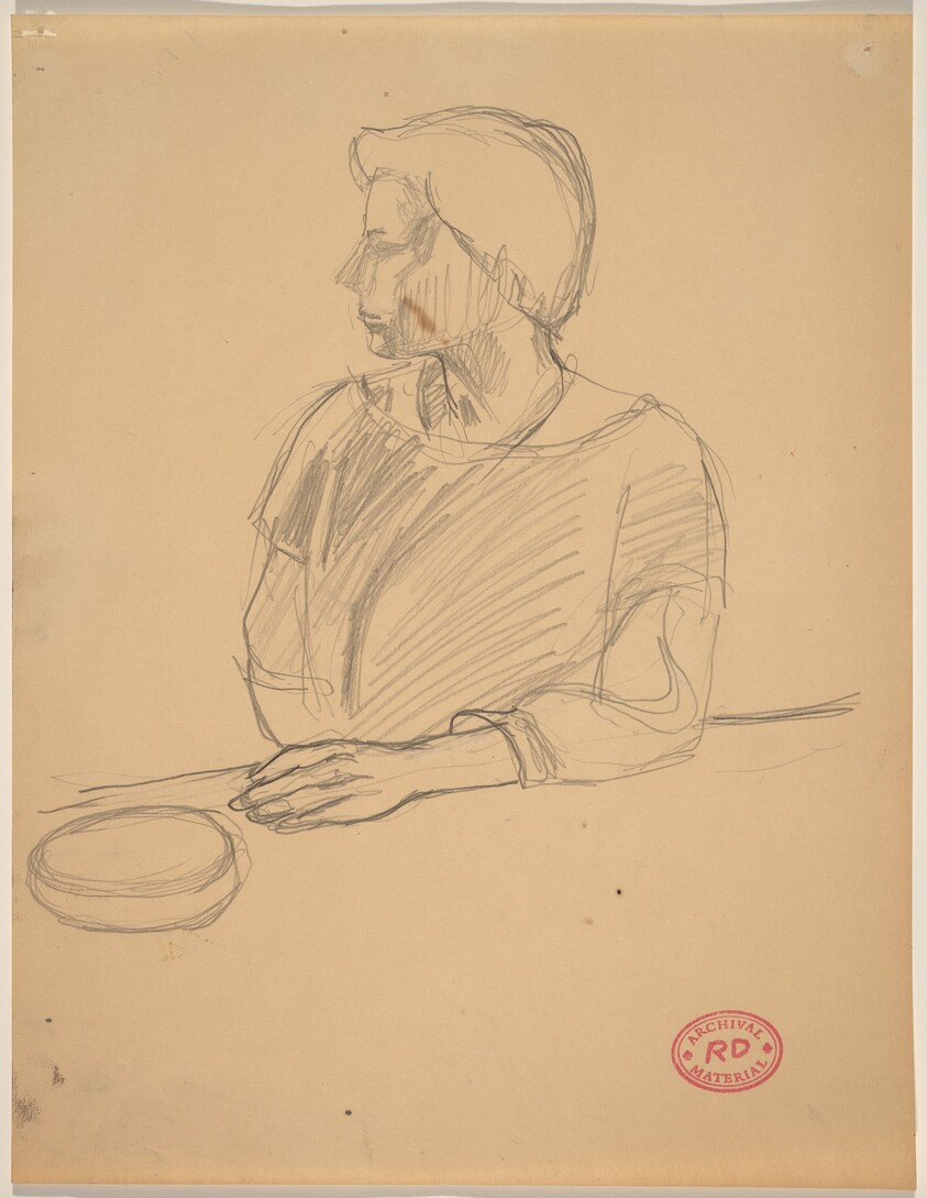 Untitled [figure resting left arm on a ledge]