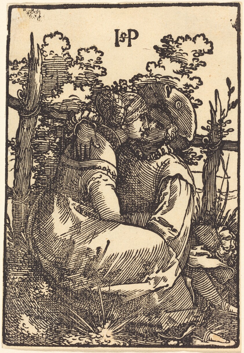 Two Lover Seated in Front of a Fence