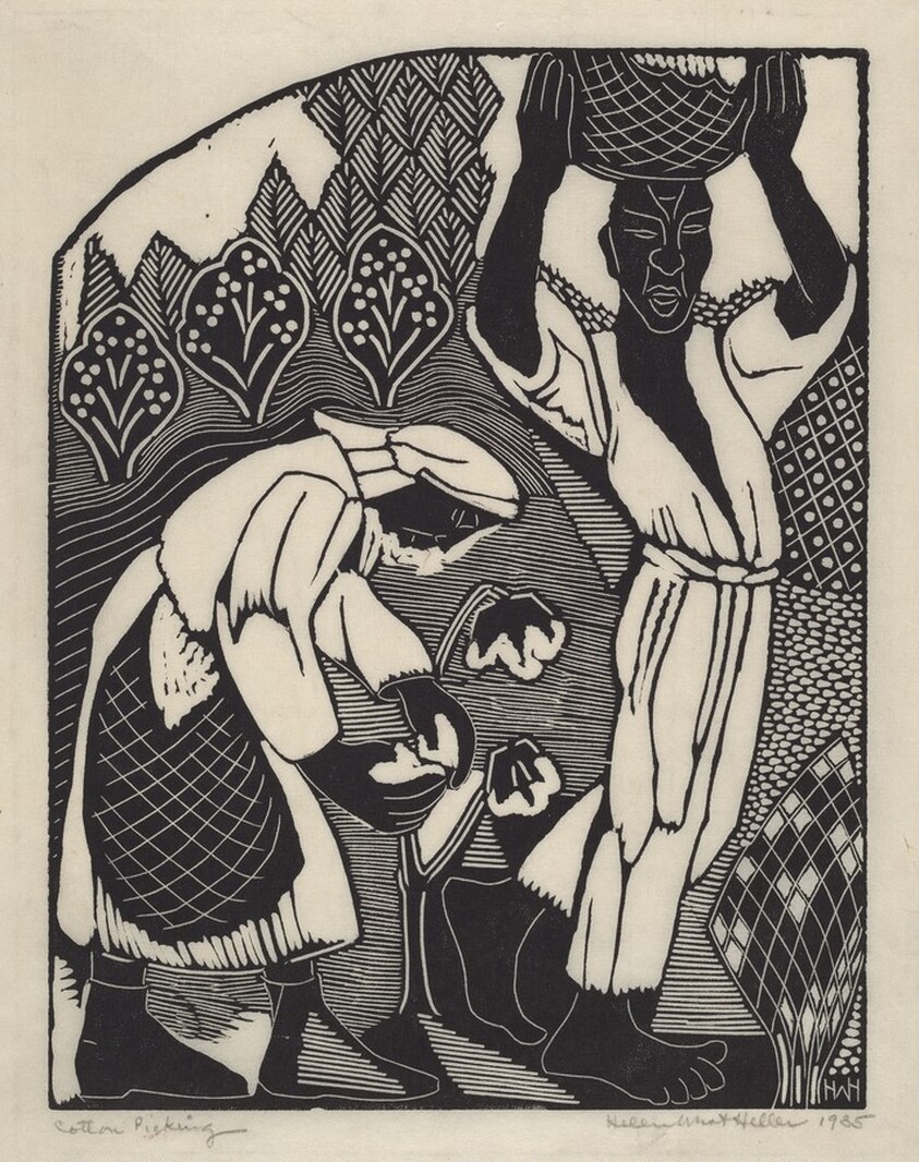 Cotton Picking (left panel)