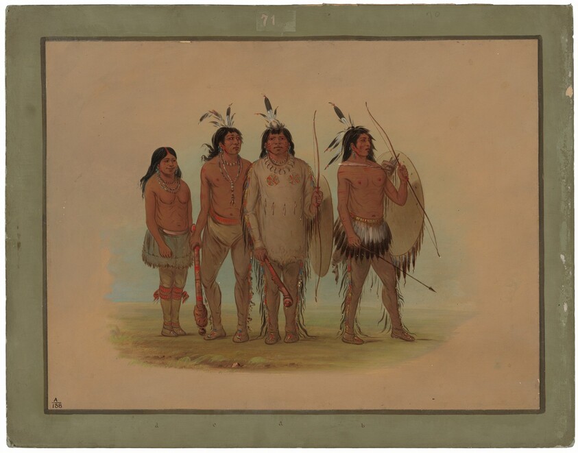 Kiowa Chief, His Wife, and Two Warriors