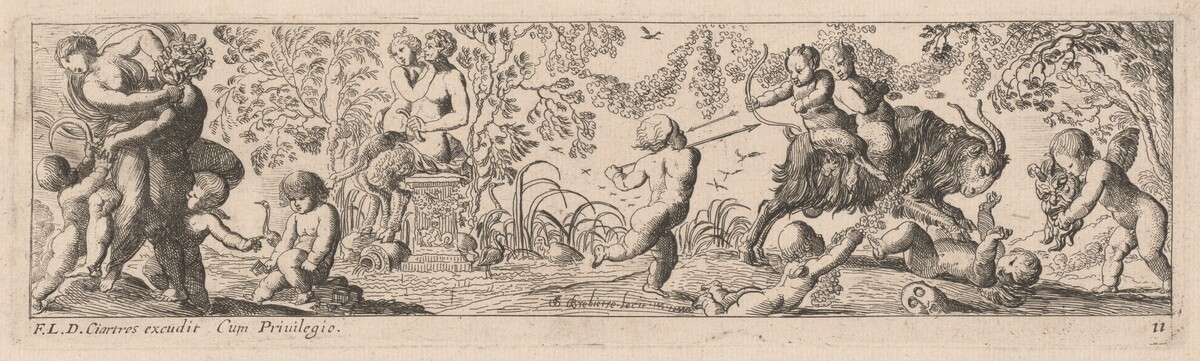 Putti and Satyrs Shooting Arrows