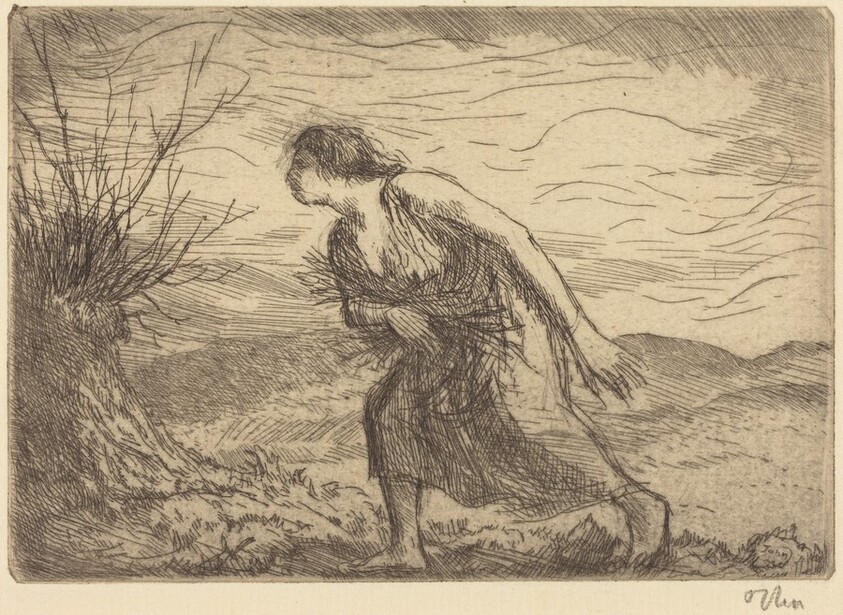 Woman Gathering Sticks