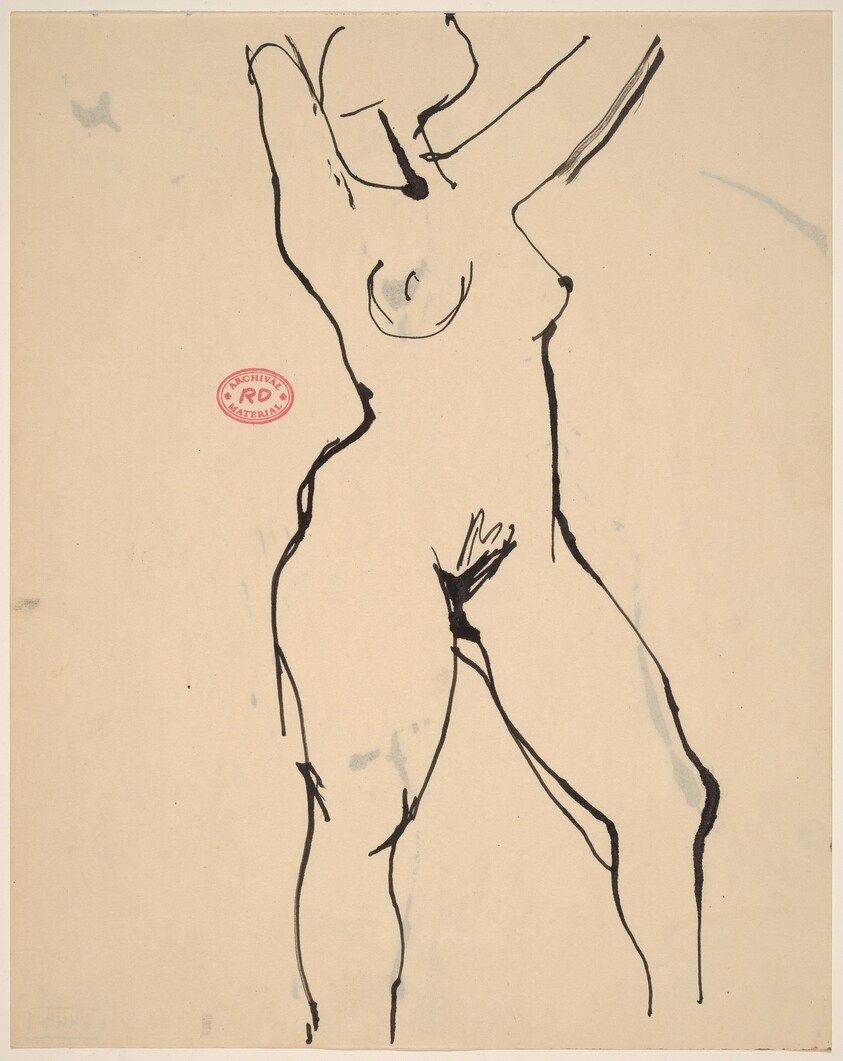 untitled [standing female nude with arms raised]