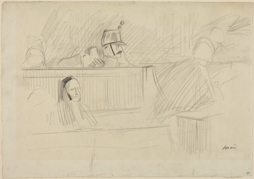 a) Court Scene (recto); b) Male Figure Studies (verso)