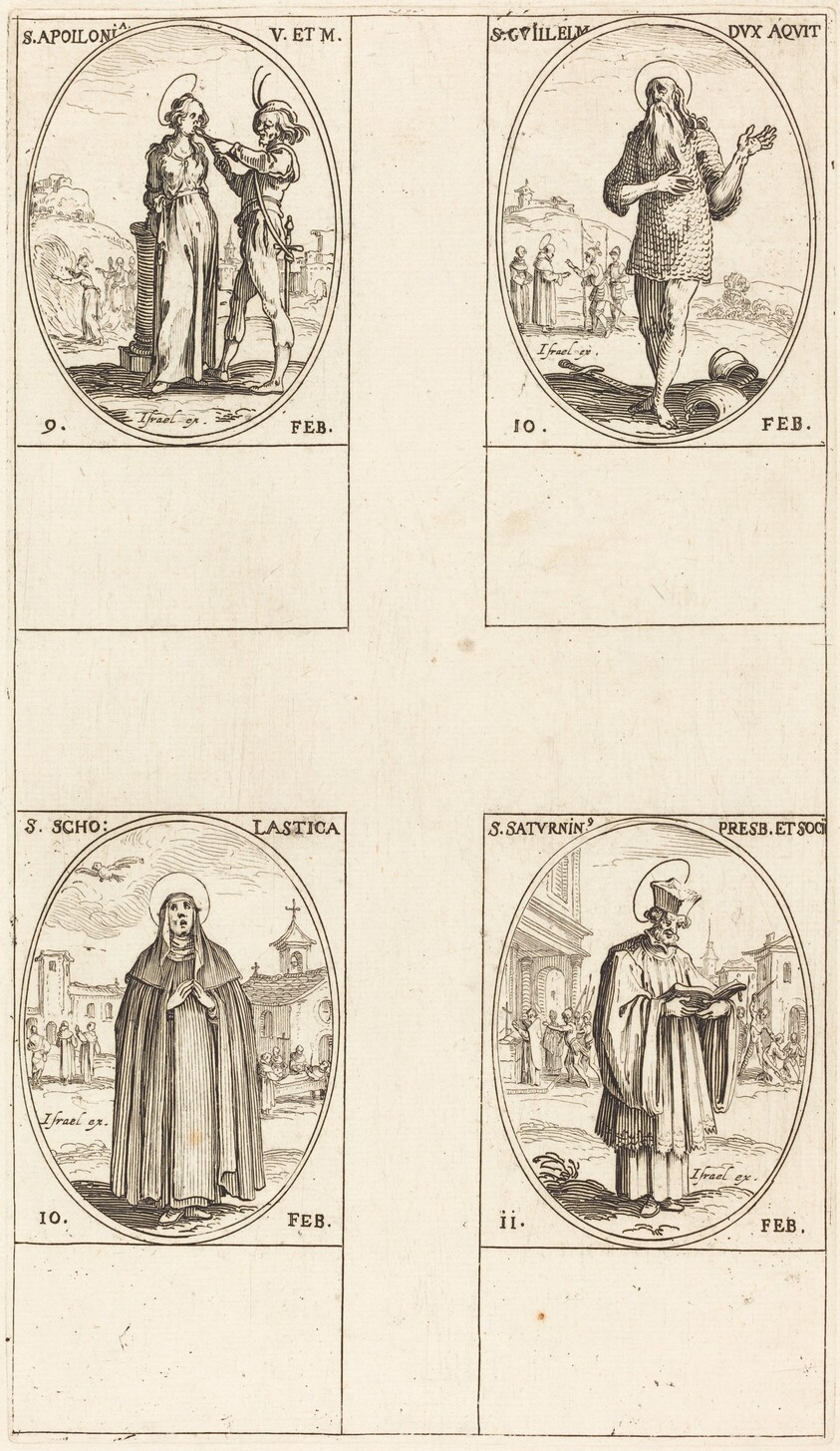 St. Apollonia; St. Guillaume; St. Scholastica; St. Saturnin