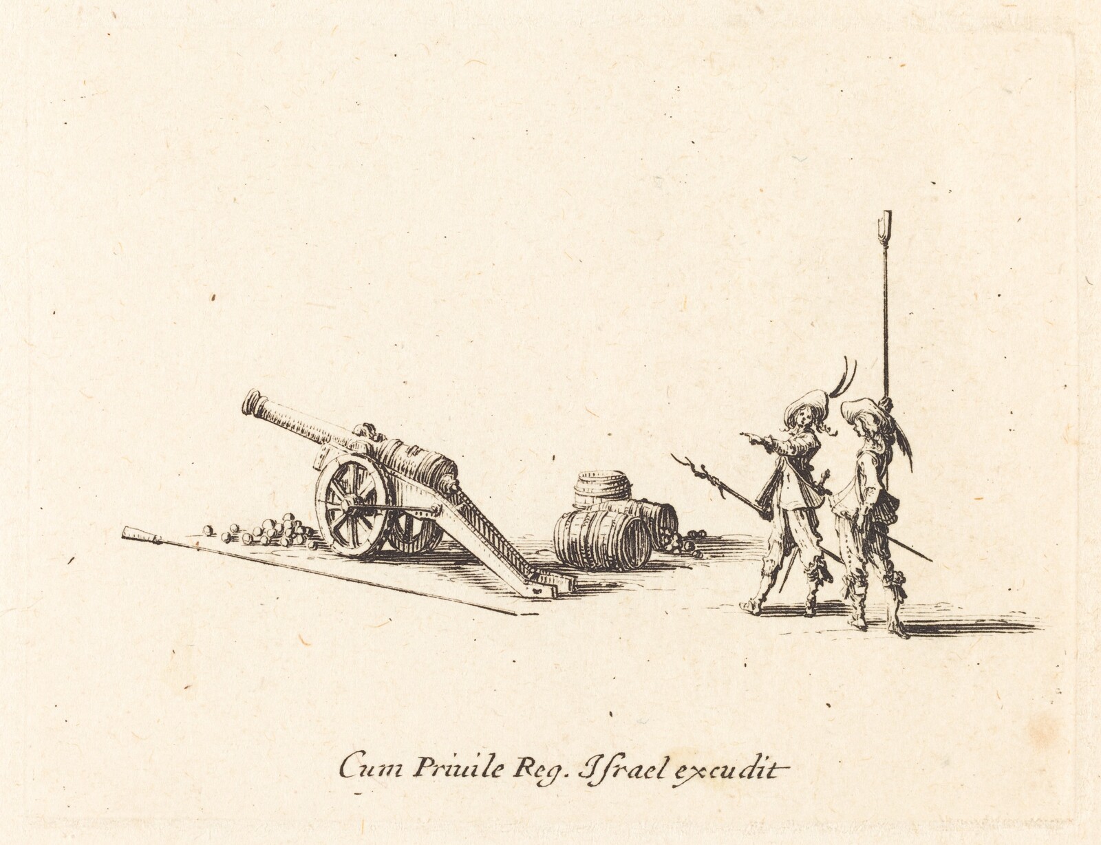 Preparing to Fire the Cannon, Jacques Callot, 1634/1635