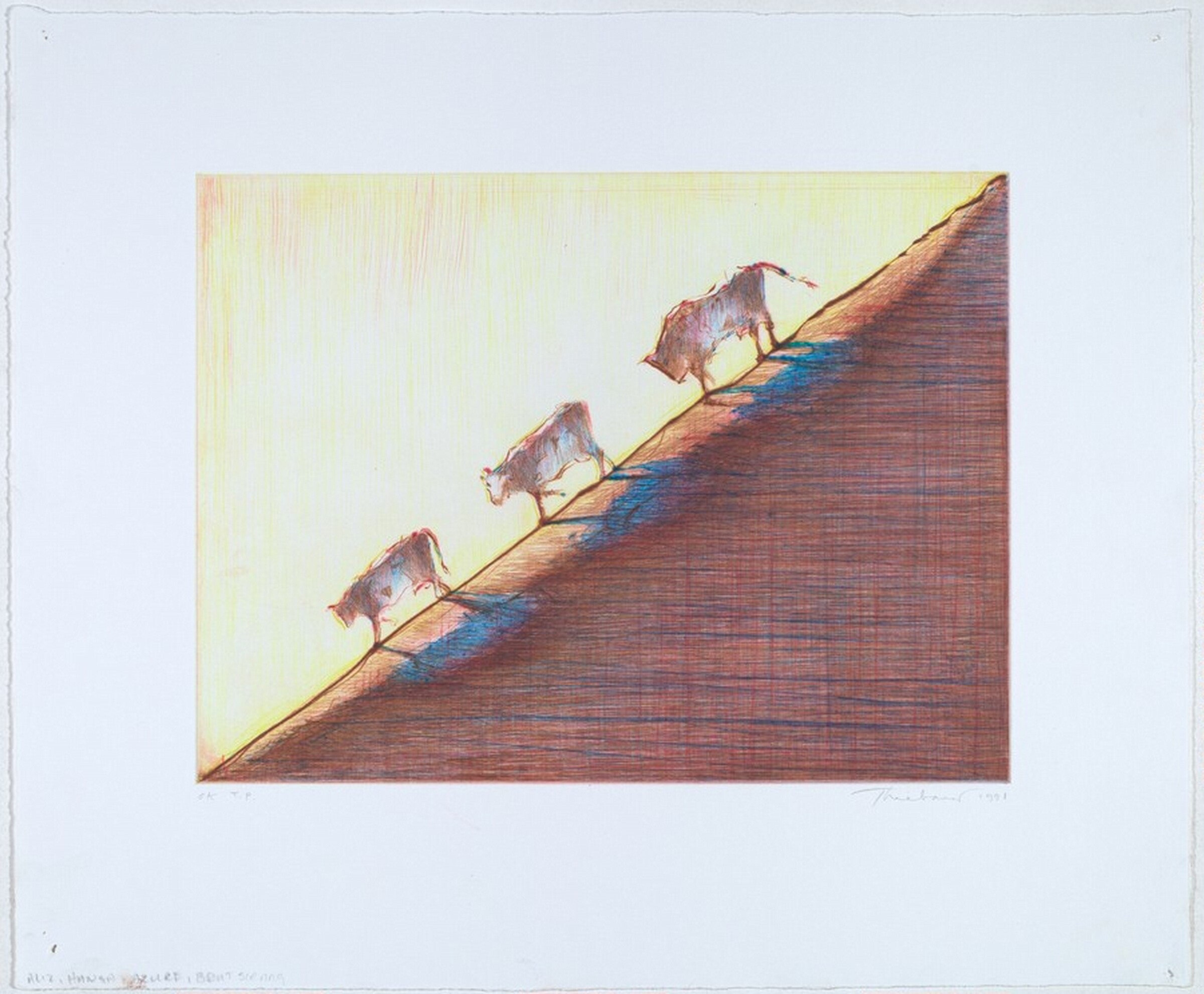 Three Cows, Wayne Thiebaud, 1991