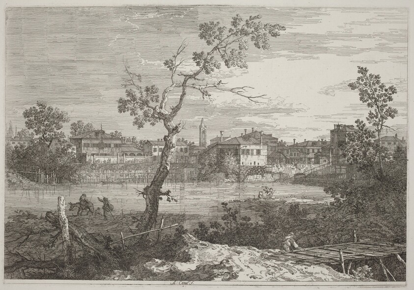 View of a Town on a River Bank