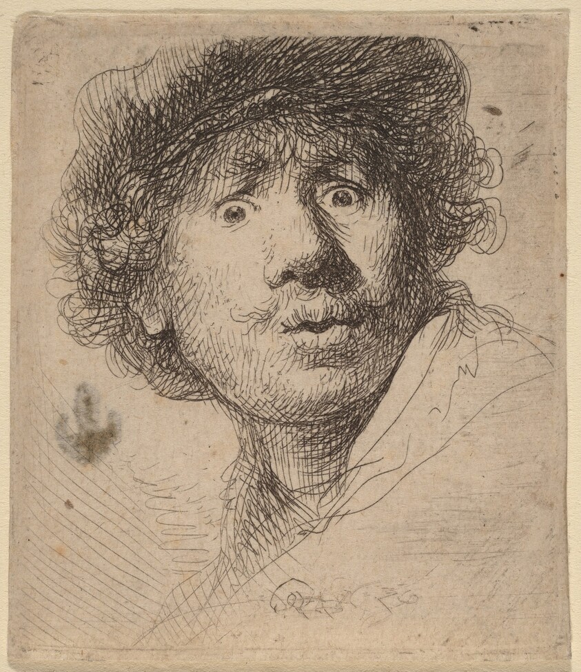 Self-Portrait in a Cap, Open-Mouthed