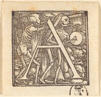 Letter A, Hans Lützelburger after Hans Holbein the Younger, c. 1523