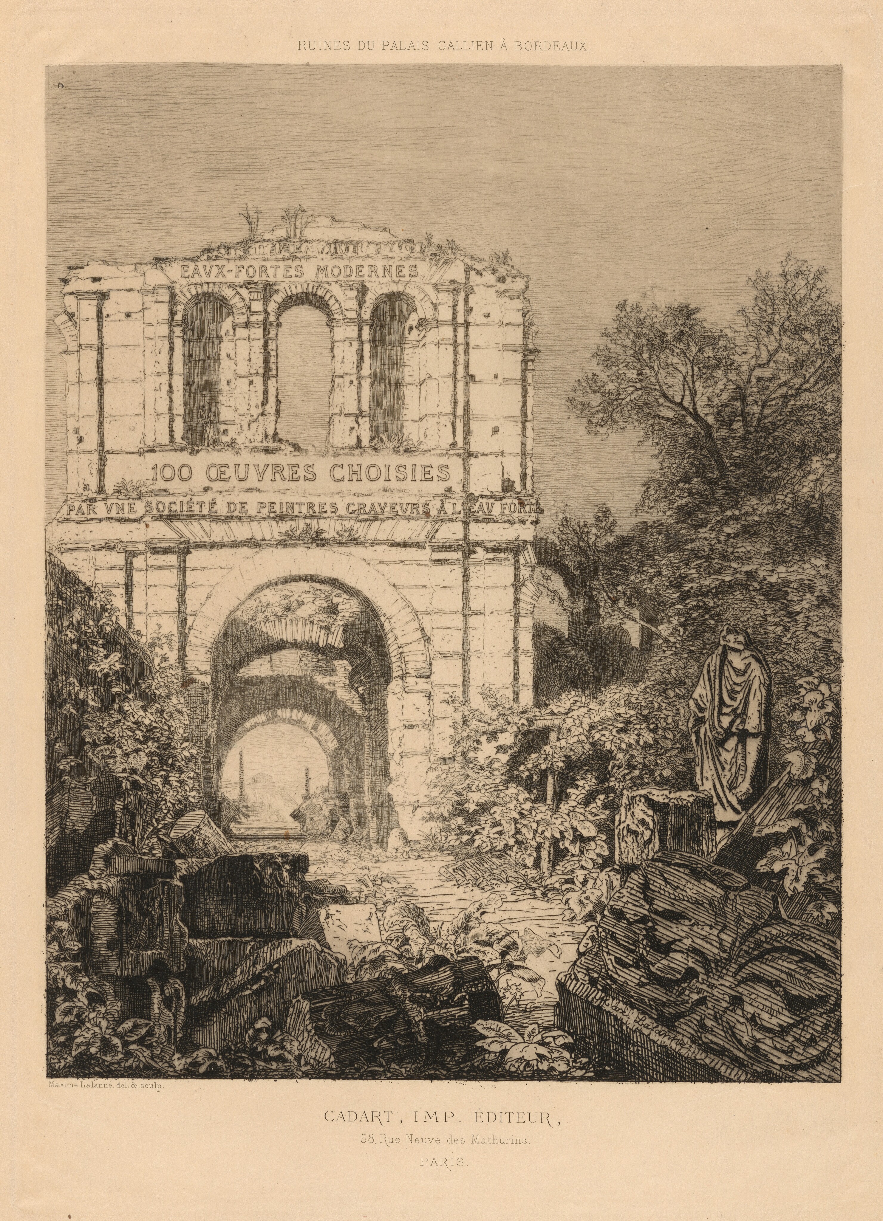 No.29103106 銅版画　「VUE DU PALAIS 」 Ruines du Palais Gallien à Bordeaux by Maxime Lalanne, Alfred