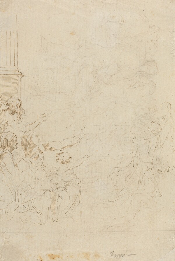 Seven Figures Witnessing an Ascension [verso]