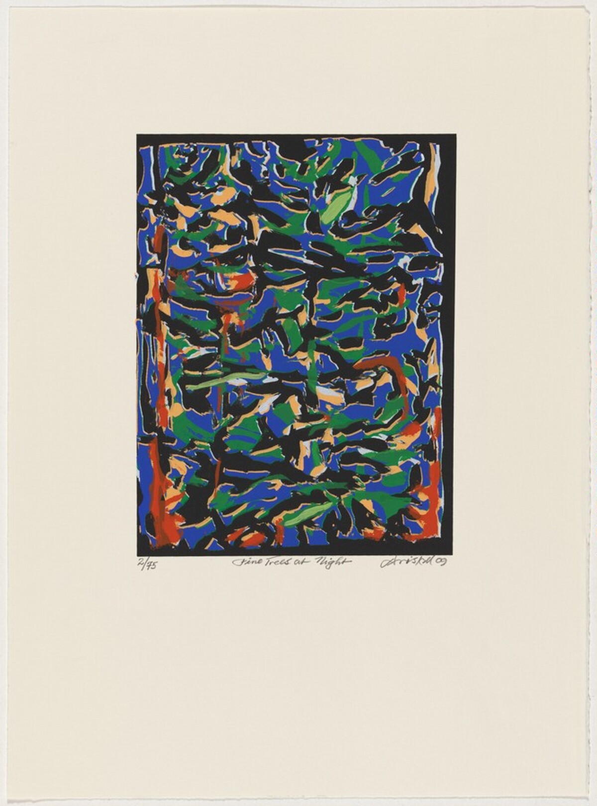 Pine Trees at Night from Doorway