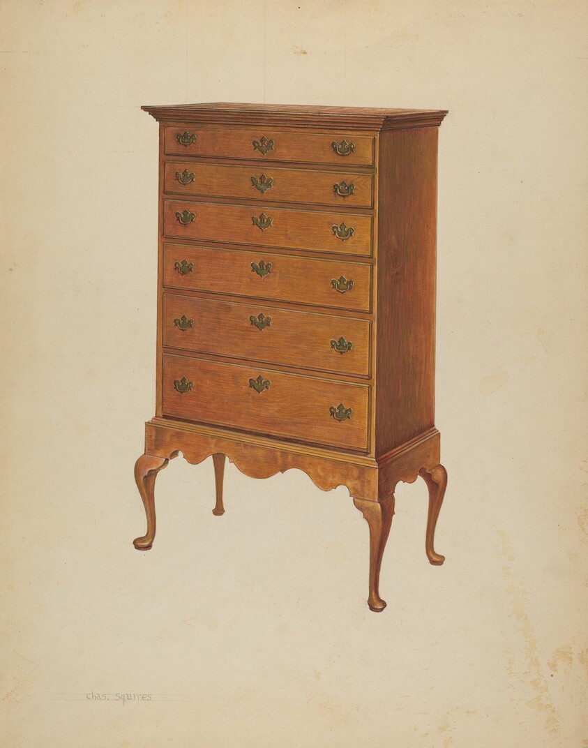 High Chest of Drawers on Frame
