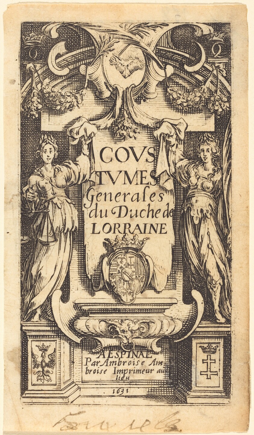 Frontispiece for "The Customs of Lorraine"