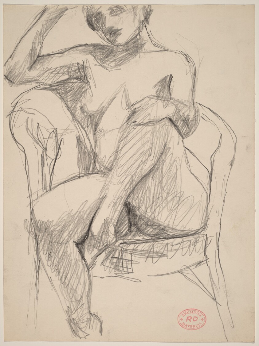 Untitled [nude seated with her left foot in chair seat]