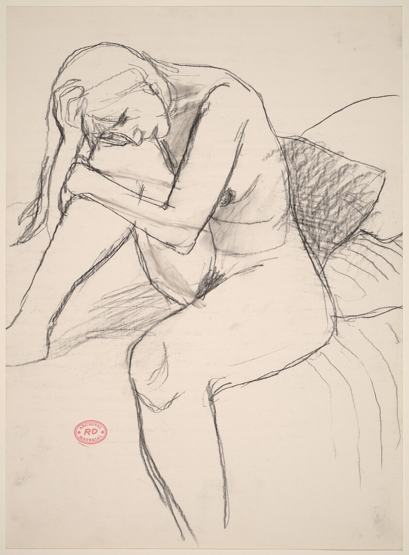 Untitled [female nude seated on a bed]