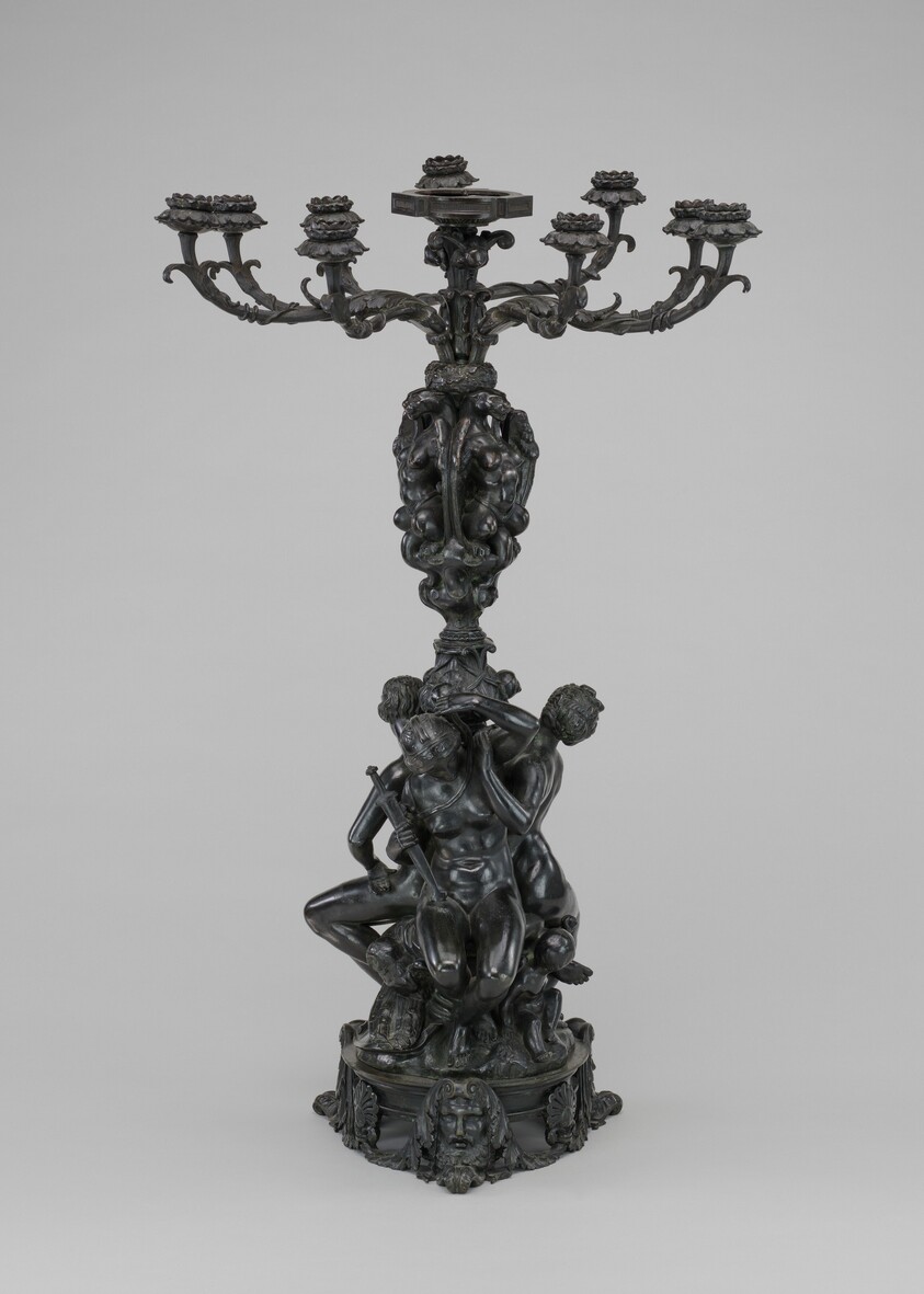 Nine Light Candelabra with Six Figures, Masks, and Chimeras