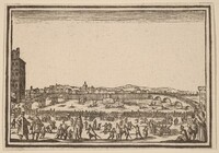 Fireworks on the Arno, Florence, Edouard Eckman after Jacques Callot, 1621
