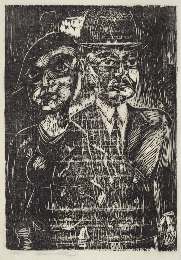 Untitled (Man with bowler hat and woman with beret)