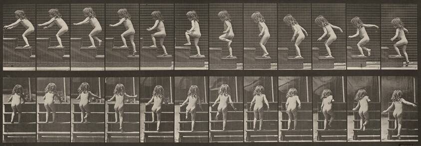 Plate Number 473. Child walking up stairs