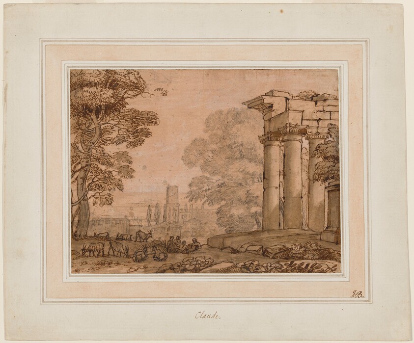 Landscape with Ruins, Pastoral Figures, and Trees
