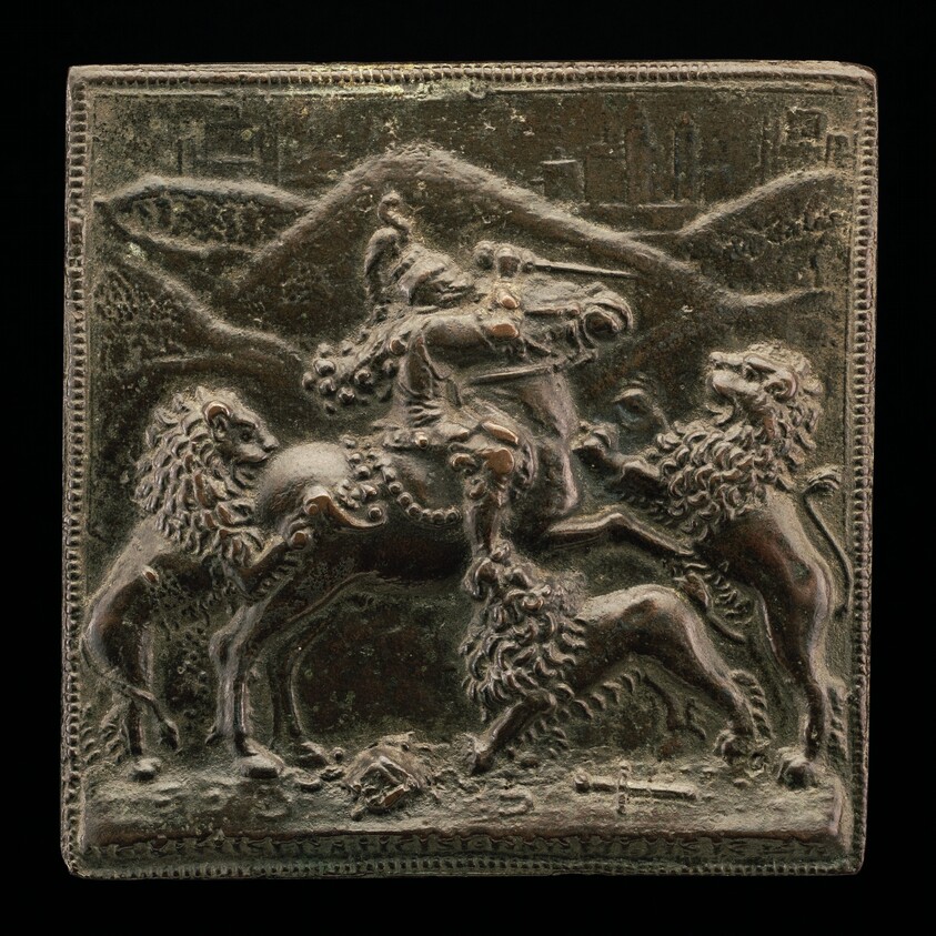 A Horseman Attacked by Three Lions