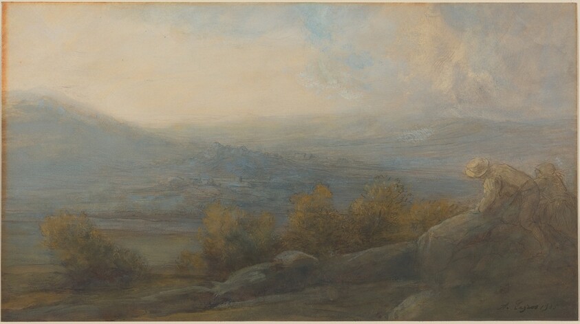 Mountain Landscape with two Figures at the Right