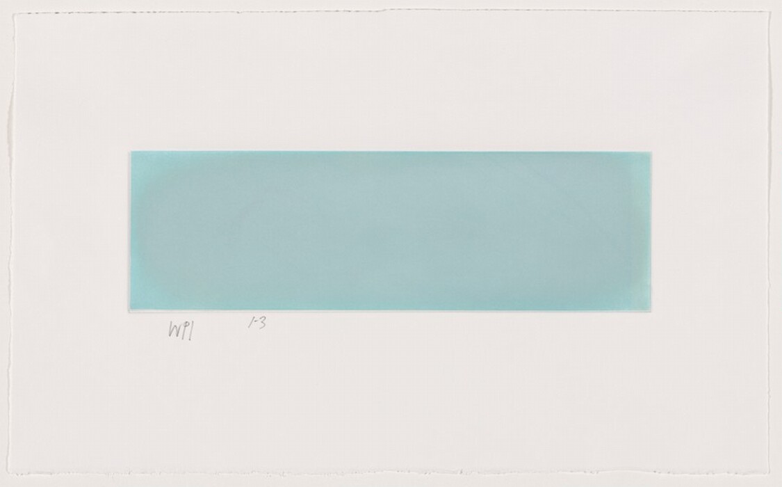 The image shows a large horizontal rectangle filled with a pastel teal color placed centrally on a white background.