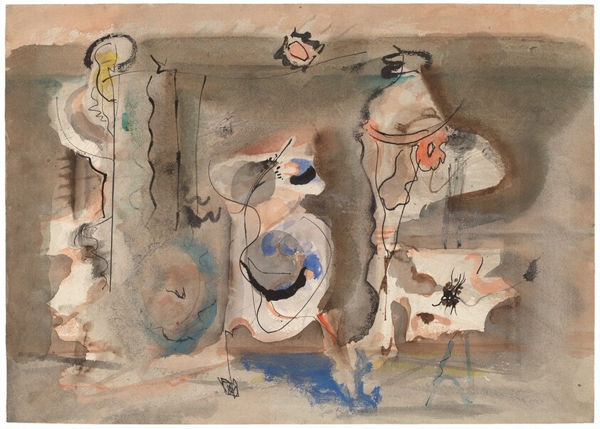 Abstract Composition in Brown, Green, Blue, Black, and Orange [recto]