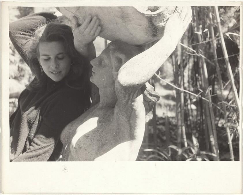 Mary posing with sculpture--Santa Cruz, California