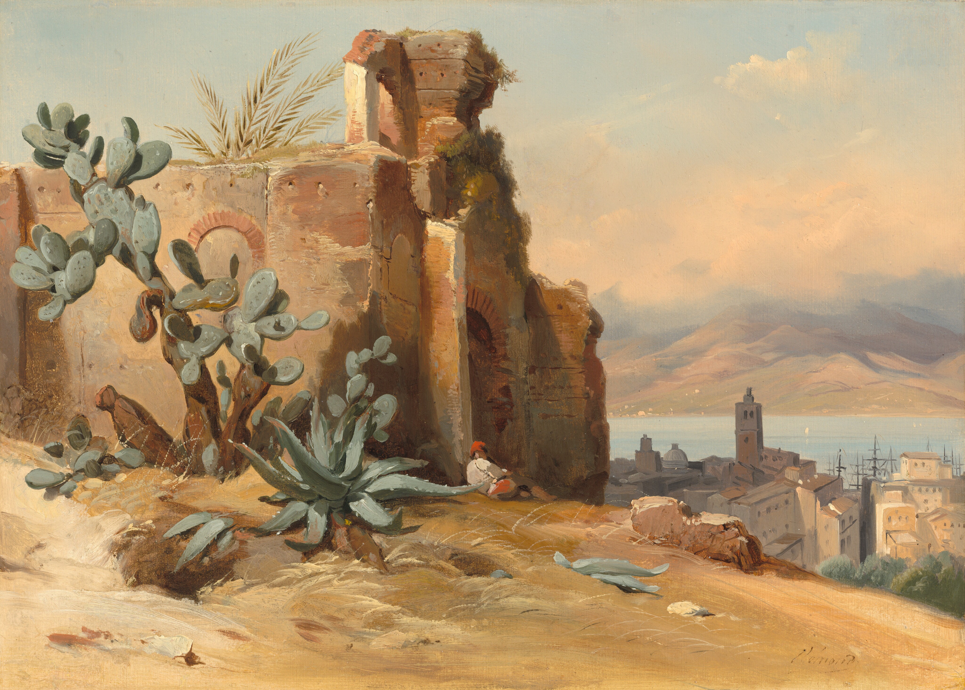 洋楽 DA RUINS Ancient Ruins near Messina, Sicily by Jean-Charles-Joseph Rémond