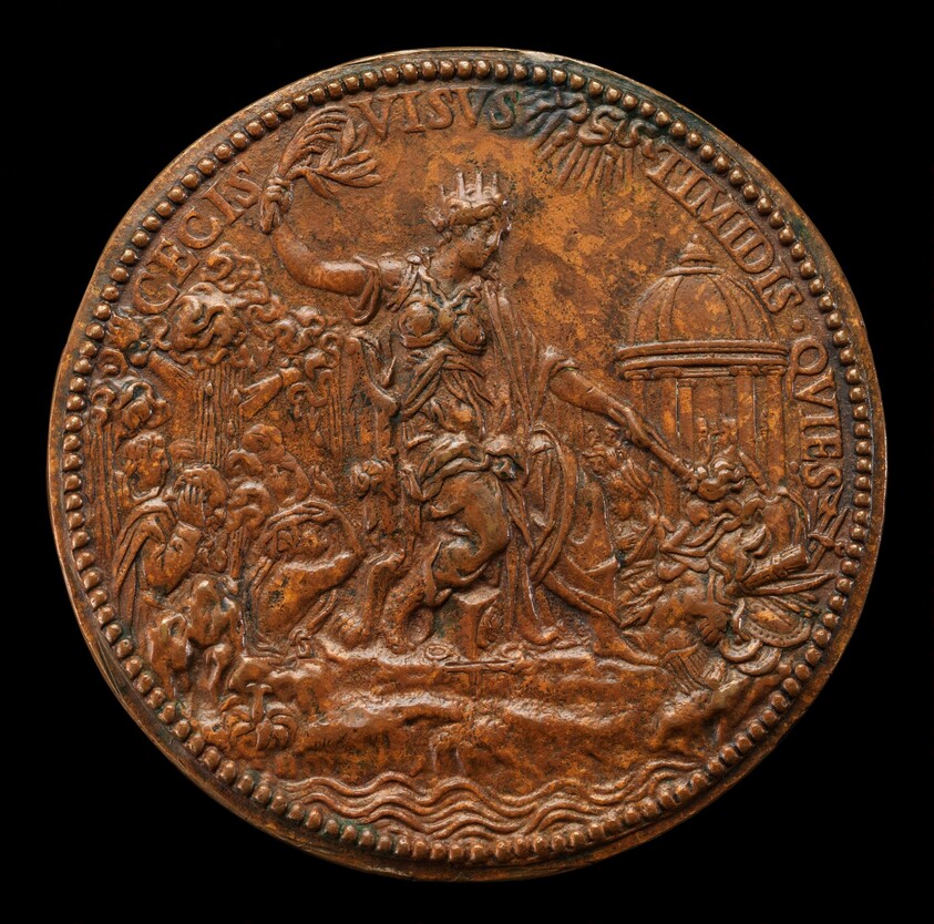 Mary Tudor as Peace, Setting Fire to Arms [reverse]