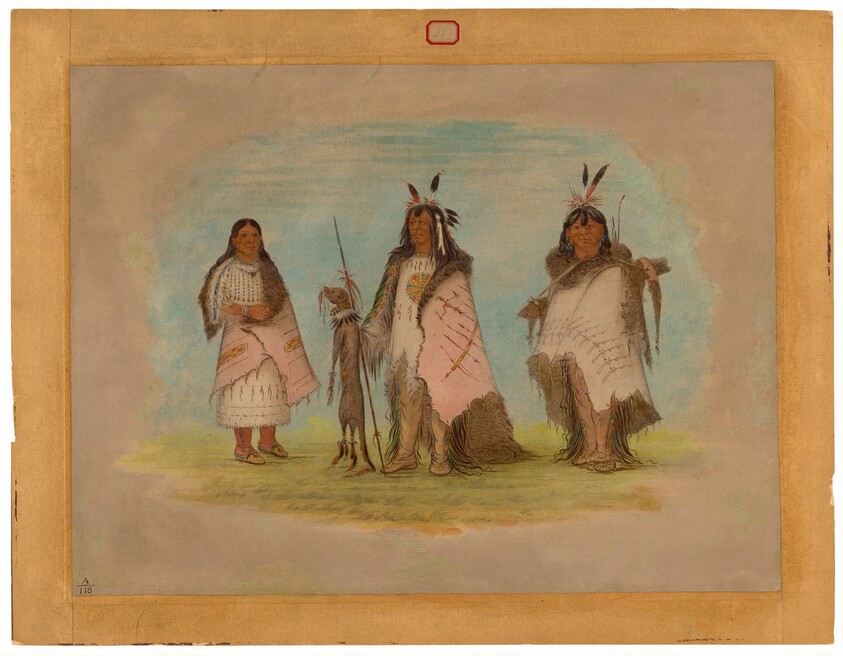 Two Blackfoot Warriors and a Woman