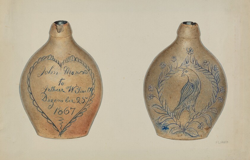 Pa. German Stoneware Flask