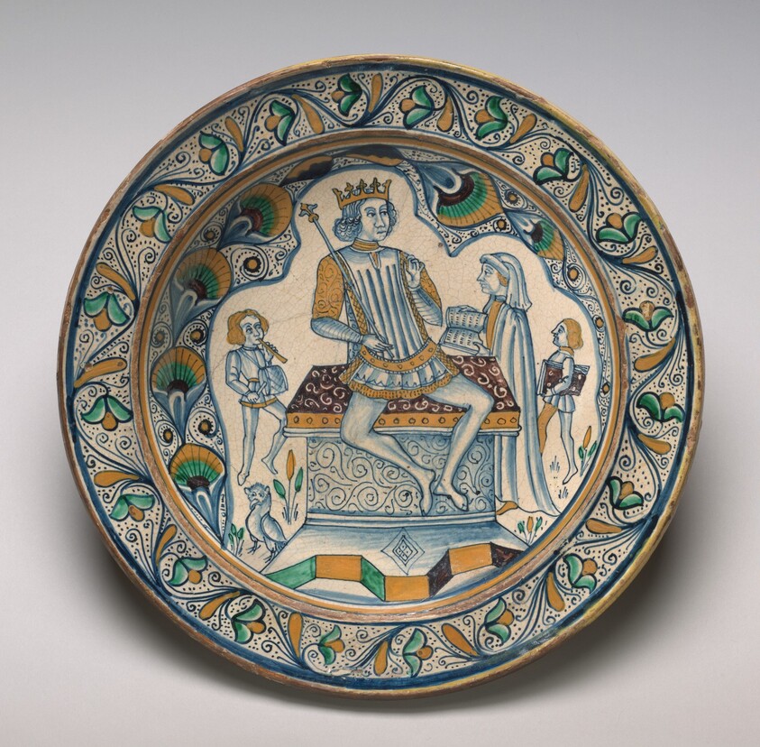 Dish with a king and a scholar