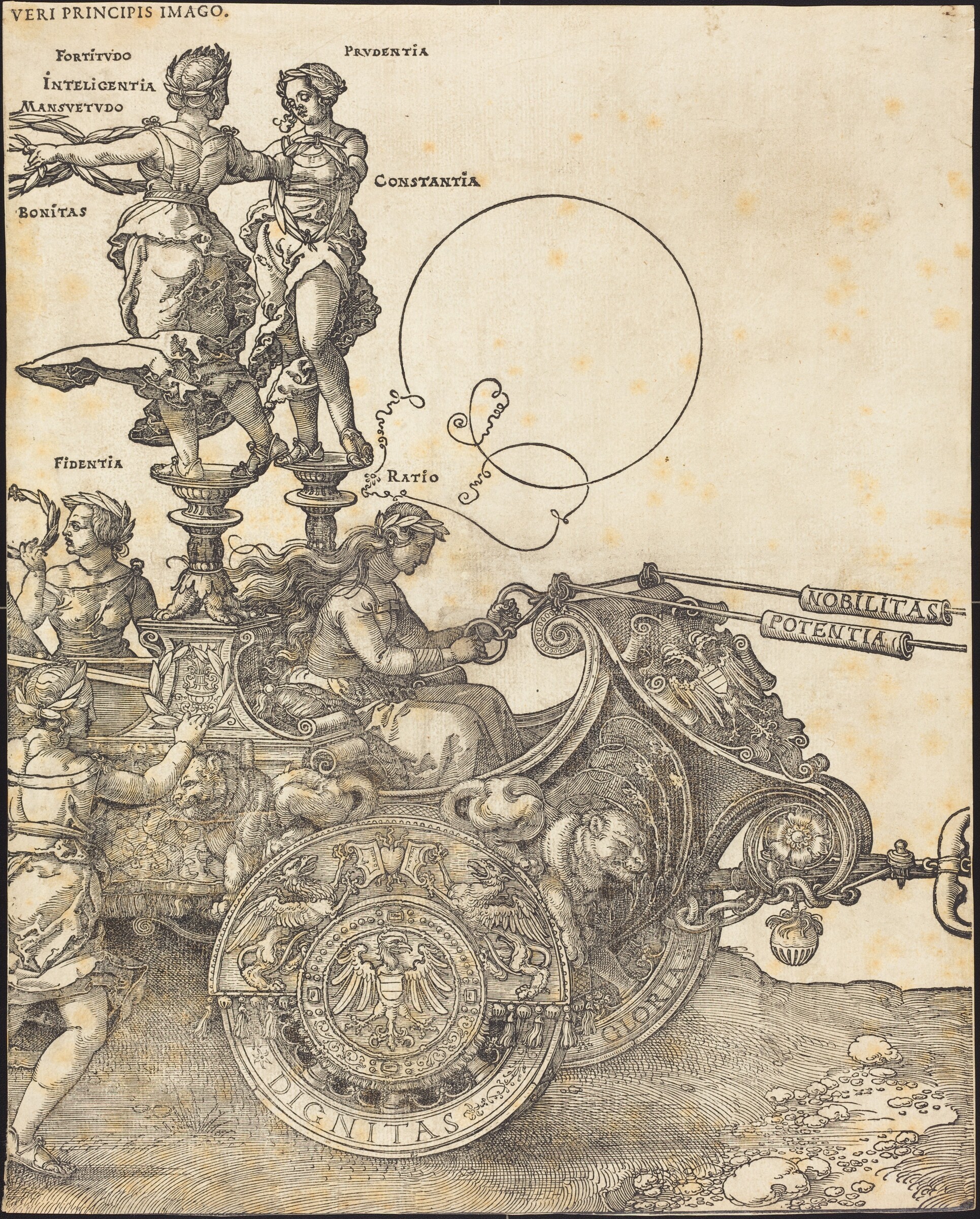 The Triumphal Chariot of Maximilian I (The Great Triumphal Car) [plate 2 of 8], Albrecht Dürer, 1523 (Latin ed.)