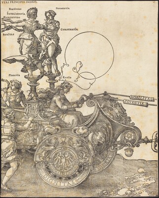 The Triumphal Chariot of Maximilian I (The Great Triumphal Car) [plate 2 of 8], Albrecht Dürer, 1523 (Latin ed.)