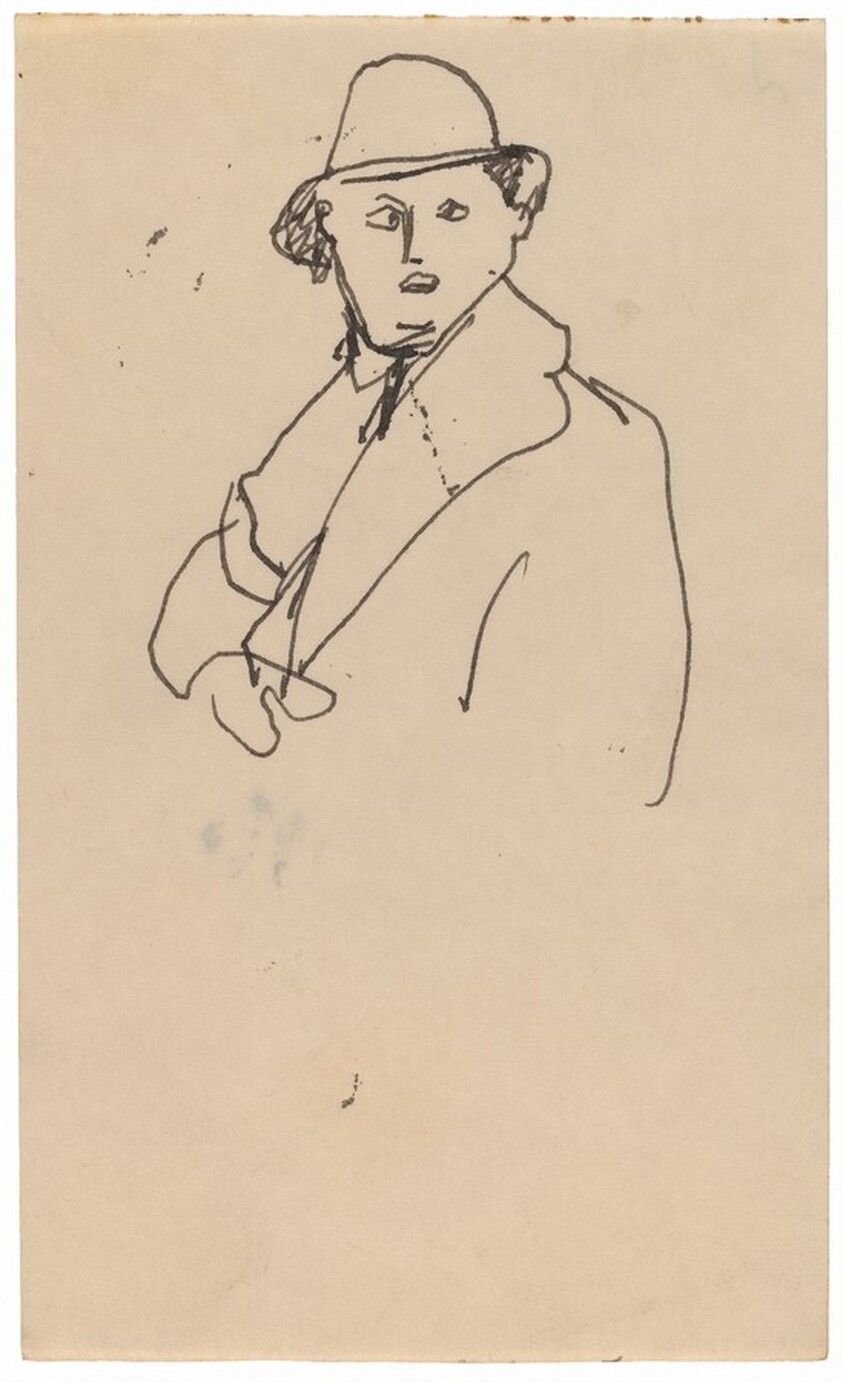 Bust-length Sketch of Man in Overcoat and Hat