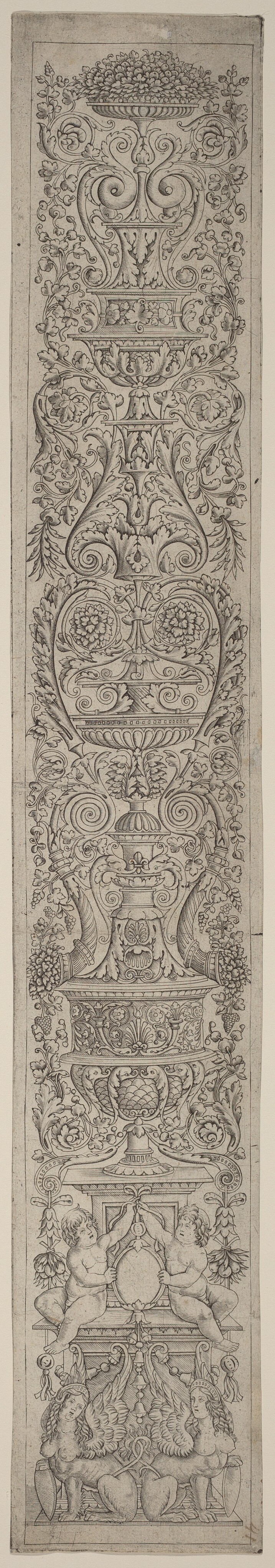 Ornament Panel: Two Sphinxes Supporting Shields
