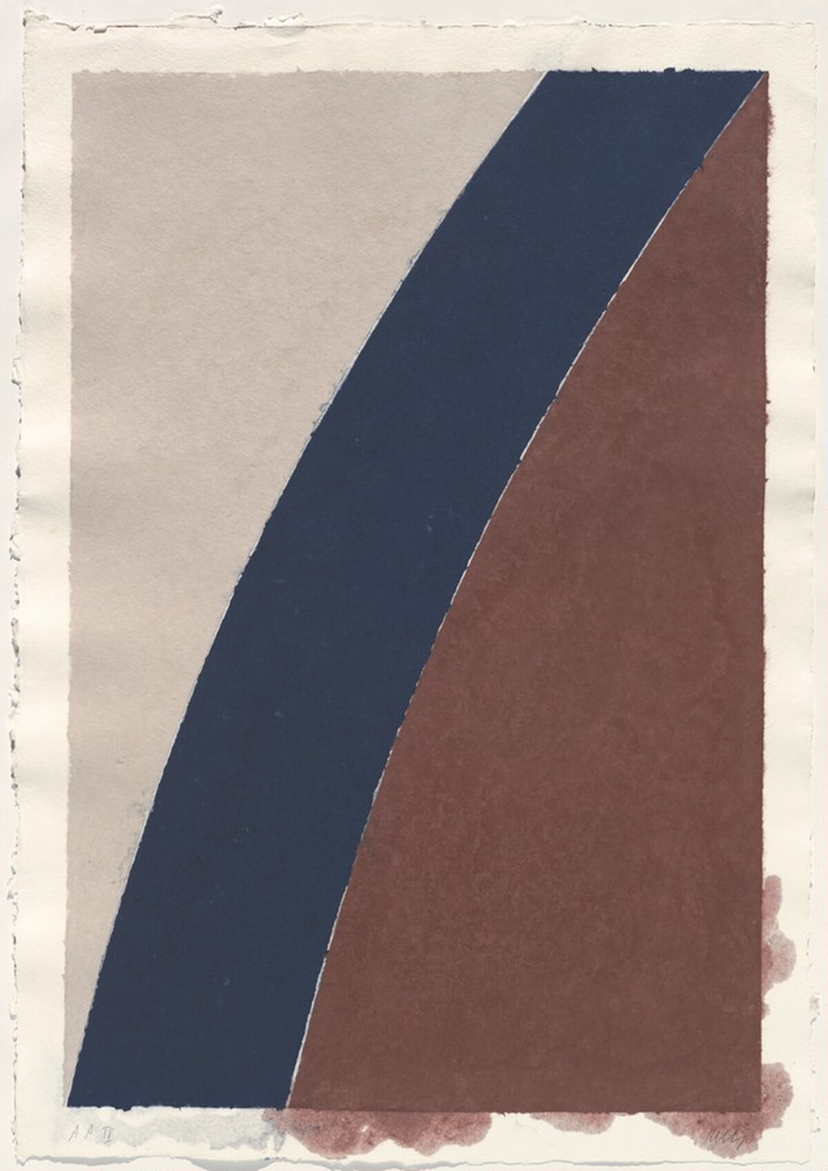 Colored Paper Image XII (Blue Curve with Brown and Gray)