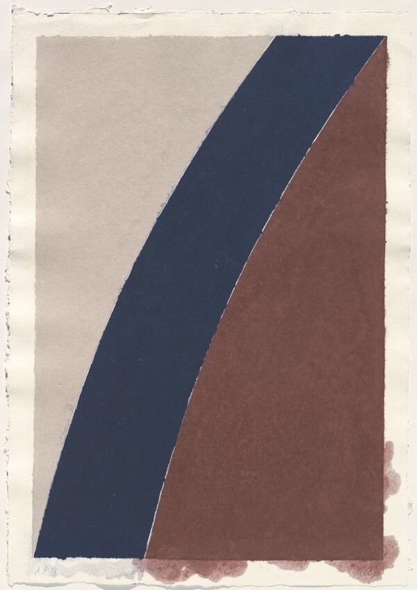 Colored Paper Image XII (Blue Curve with Brown and Gray)
