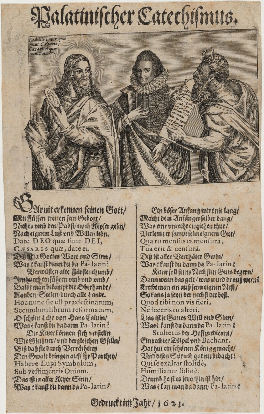 Frederick V, King of Bohemia Between Christ and Moses From the Palatine Catechism