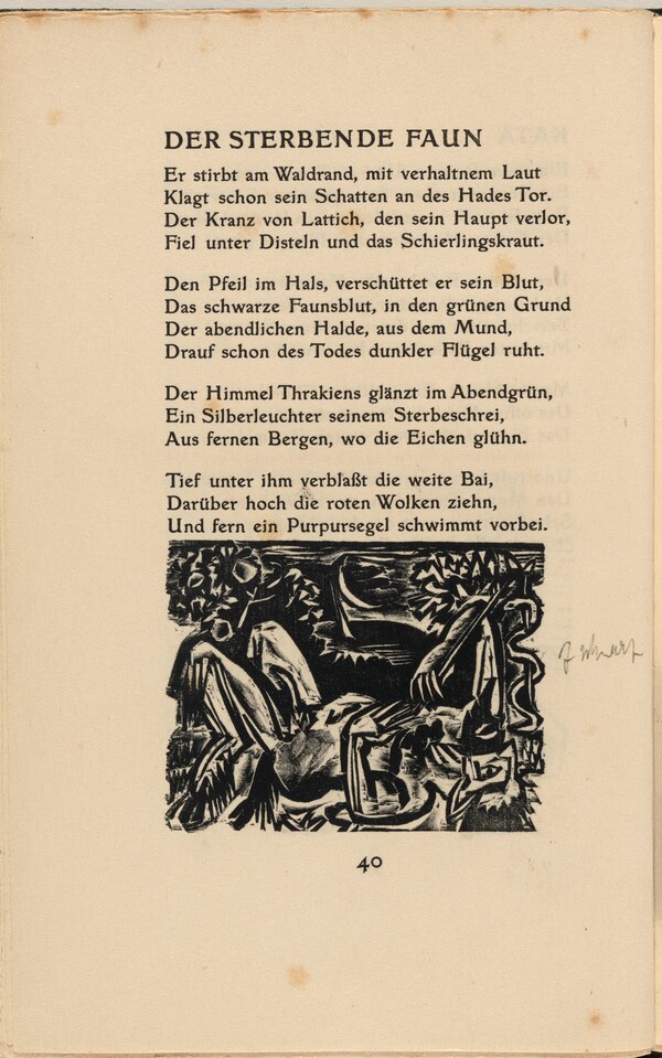 Der Sterbende Faun (The Dying Faun) (in-text plate) from mock-up of Georg Heym: Umbra Vitae (Georg Heym: Shadow of Life)
