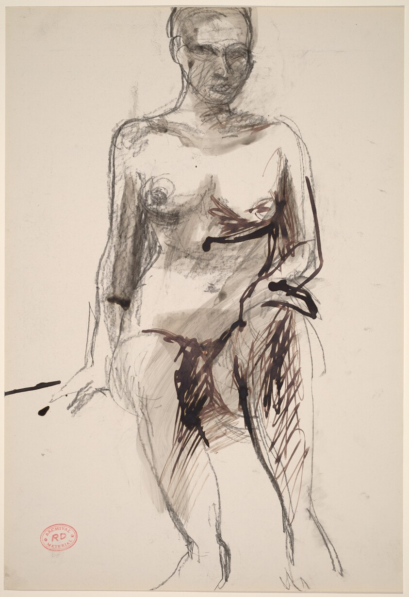Untitled [seated female nude with hand on left knee]