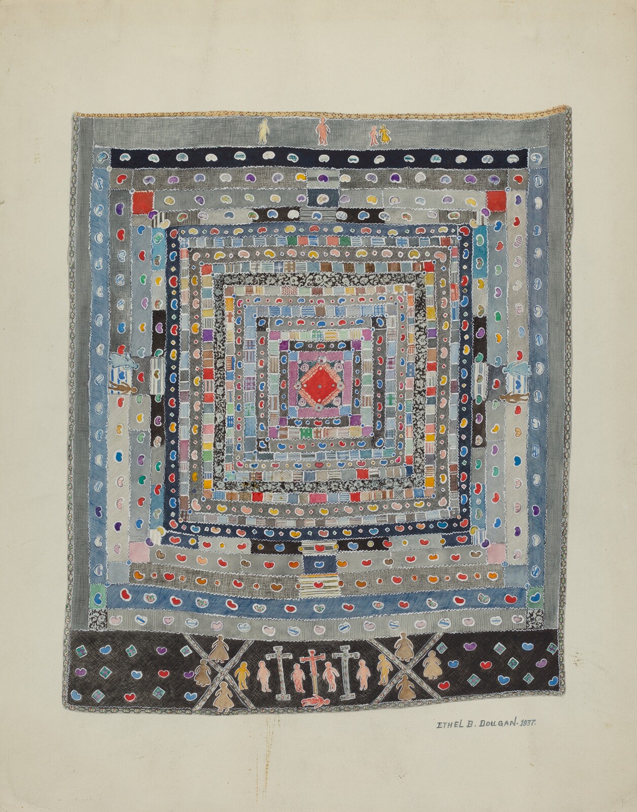 Pieced Bed Cover, Ethel Dougan, 1937